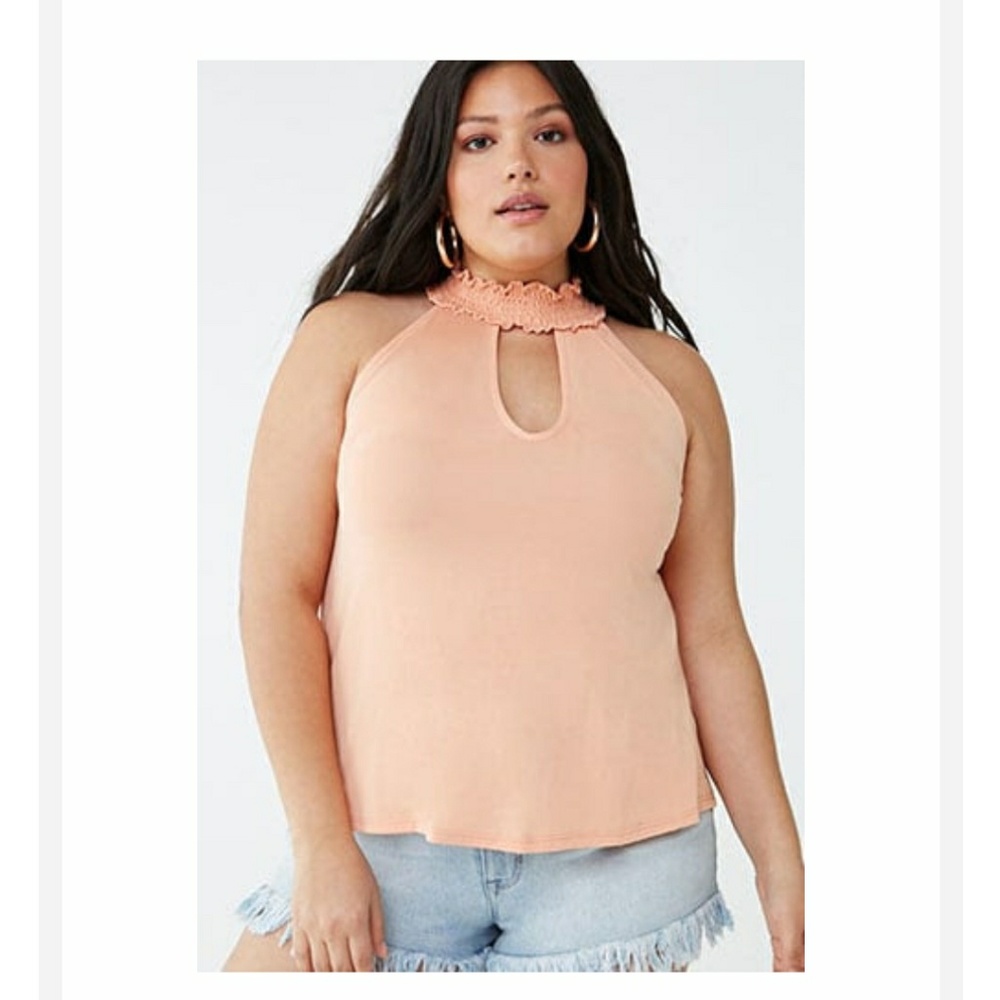 Peach Smocked Top Sleeveless Top